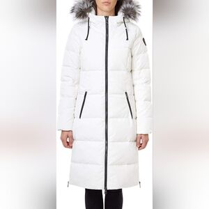 White Pajar “Jayde” Fur Trimmed Hood Long Puffer Coat Jacket Sz Medium